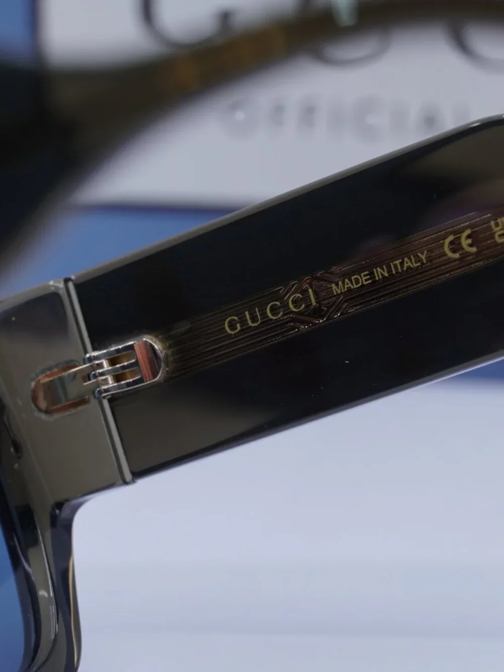 Gucci GG1262S 003 Square Sunglasses - Transparent Dark Grey/Blue